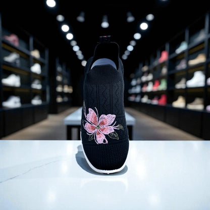 404 - Black Knit High Loafer For Girls