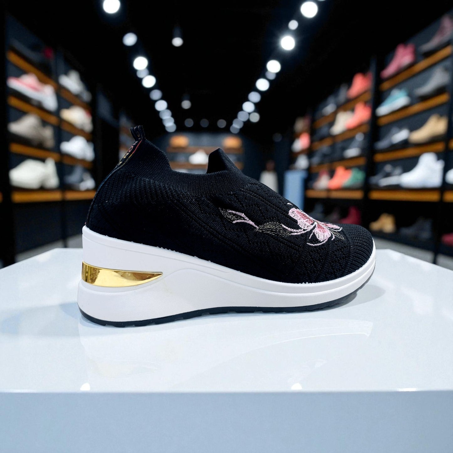 404 - Black Knit High Loafer For Girls