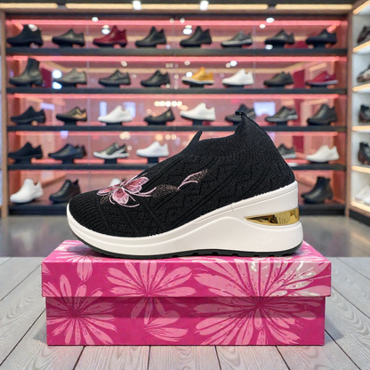 404 - Black Knit High Loafer For Girls