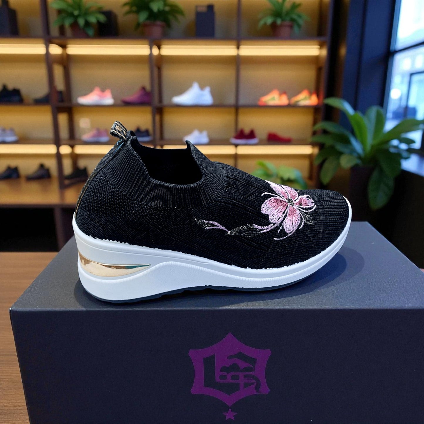 404 - Black Knit High Loafer For Girls