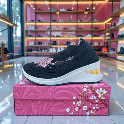 404 - Black Knit High Loafer For Girls