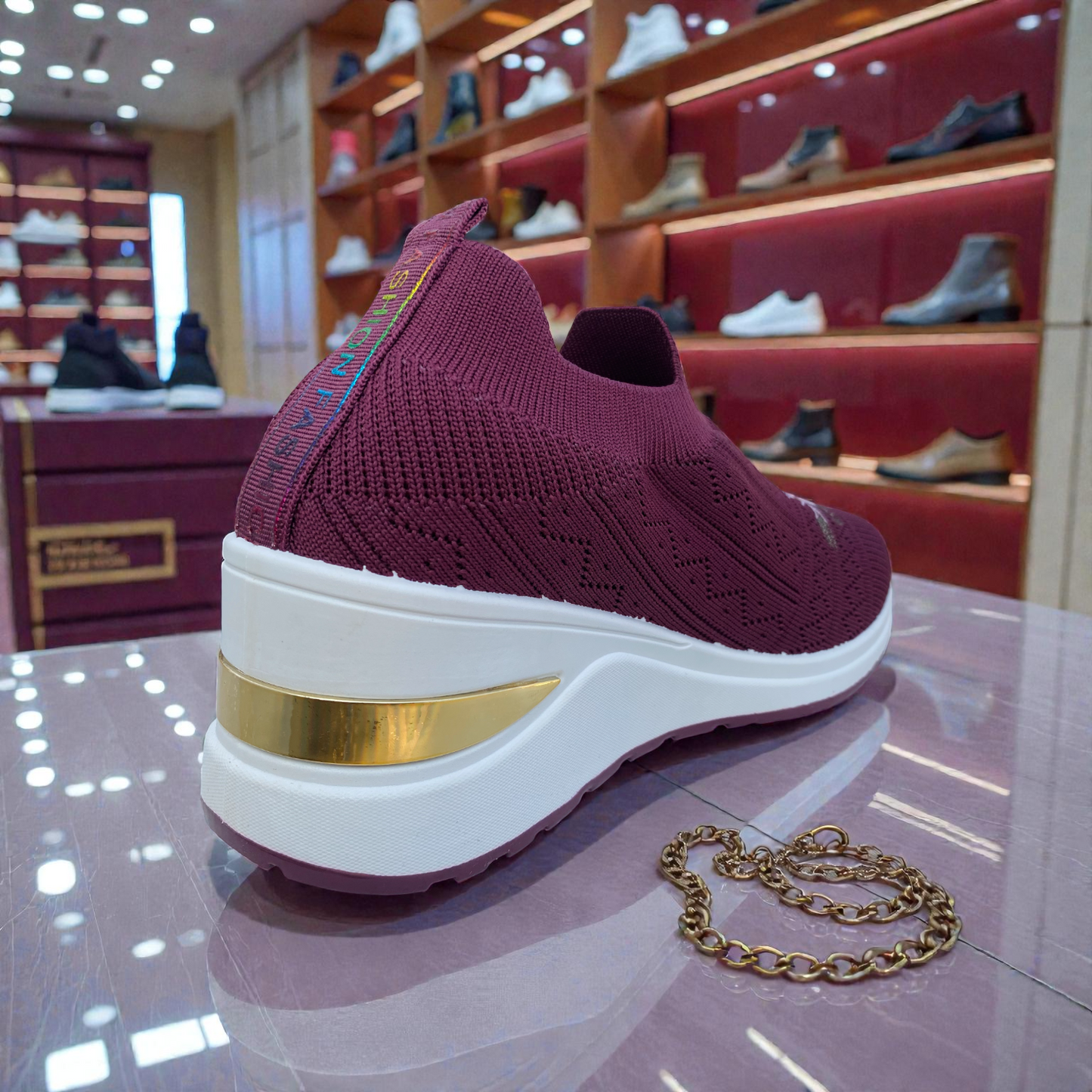 404 - Purple Knit High Loafer For Girls