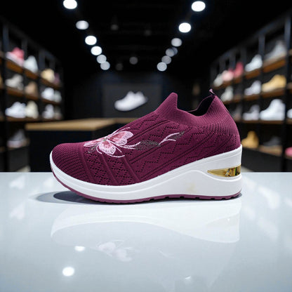 404 - Maroon Knit High Loafer For Girls