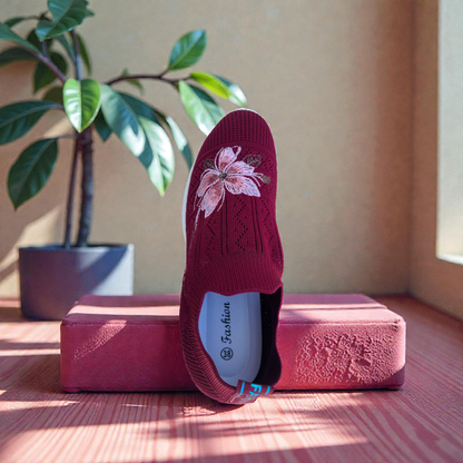 404 - Maroon Knit High Loafer For Girls