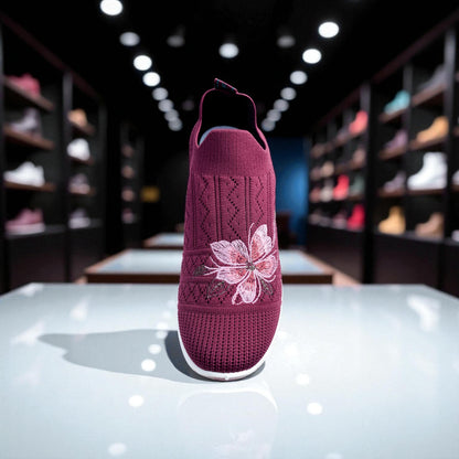 404 - Maroon Knit High Loafer For Girls