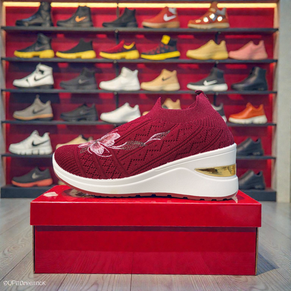 404 - Maroon Knit High Loafer For Girls