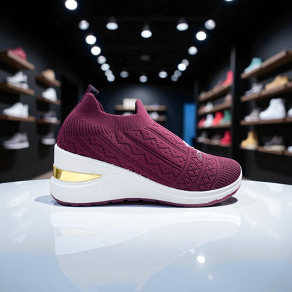 404 - Maroon Knit High Loafer For Girls