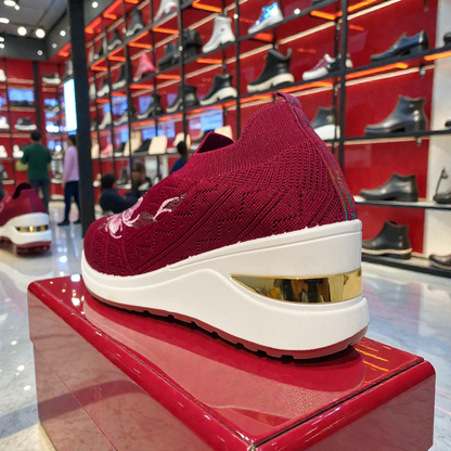 404 - Maroon Knit High Loafer For Girls