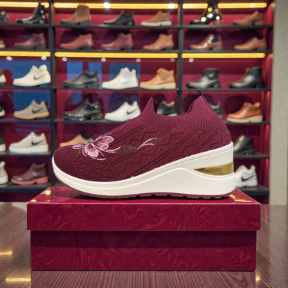 404 - Maroon Knit High Loafer For Girls