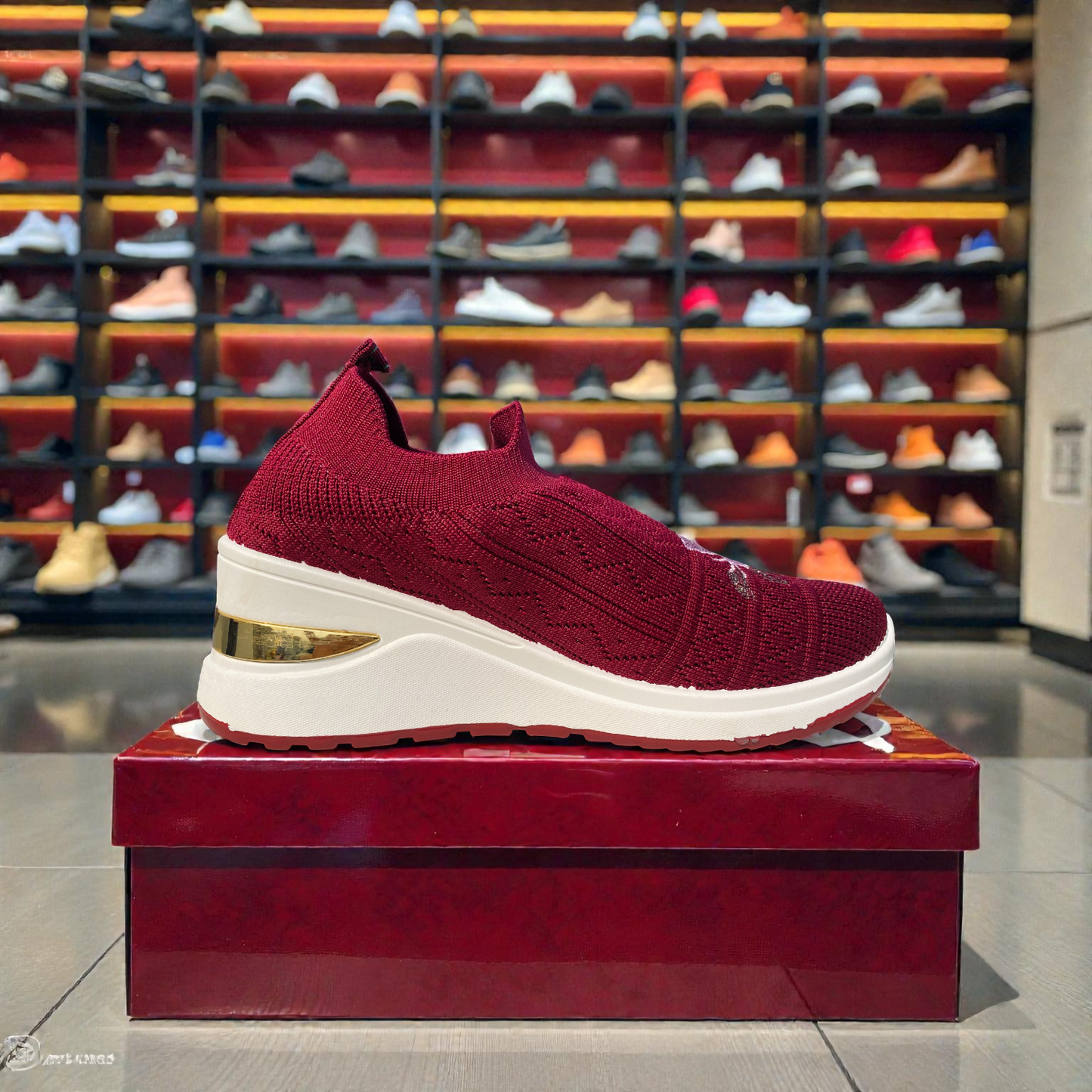 404 - Maroon Knit High Loafer For Girls