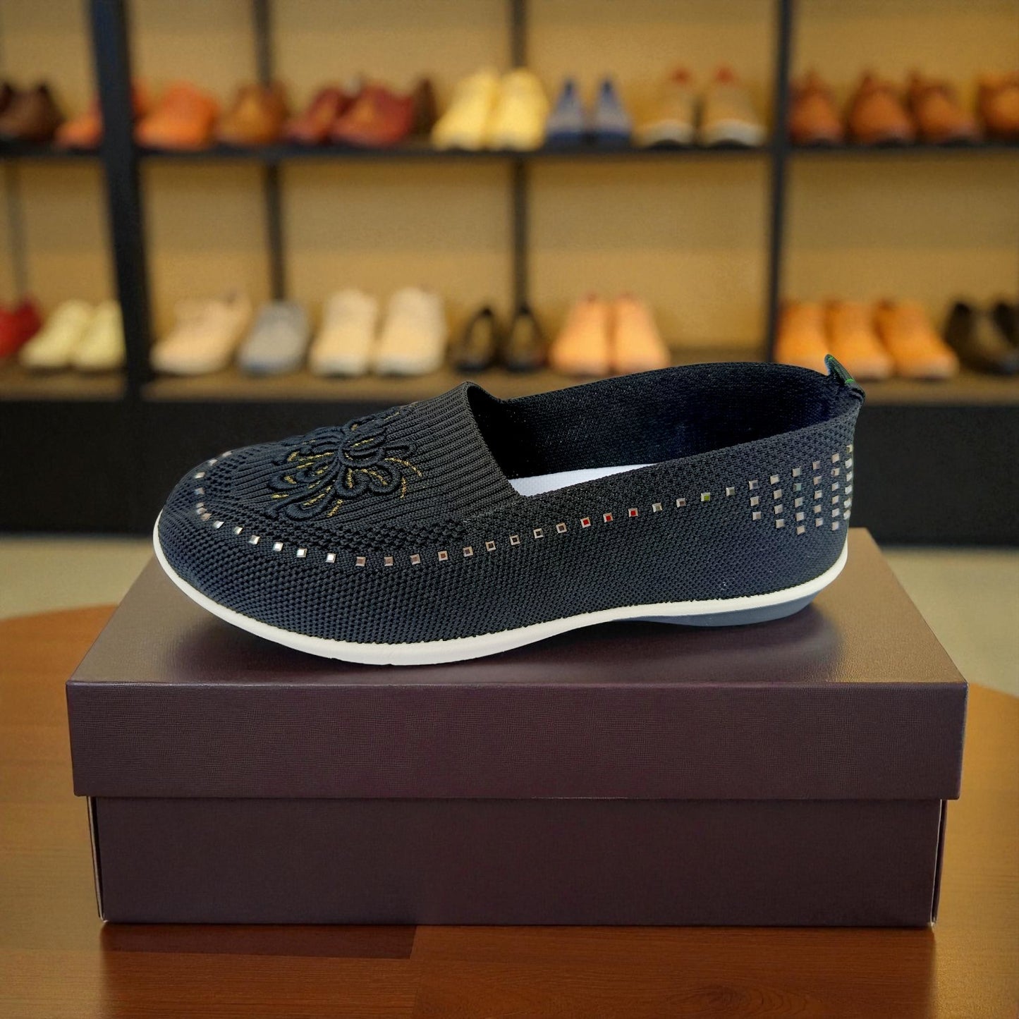 407 - Black Lace Knit Loafer — Soft Elegance Edition