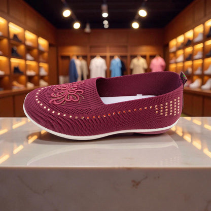 407 - Purple Lace Knit Loafer For Girls