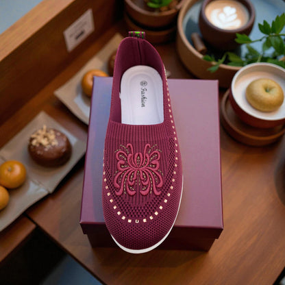 407 - Purple Lace Knit Loafer For Girls