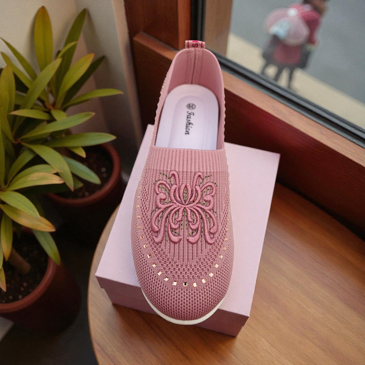 407 - Pink Lace Knit Loafer — Soft Elegance Edition