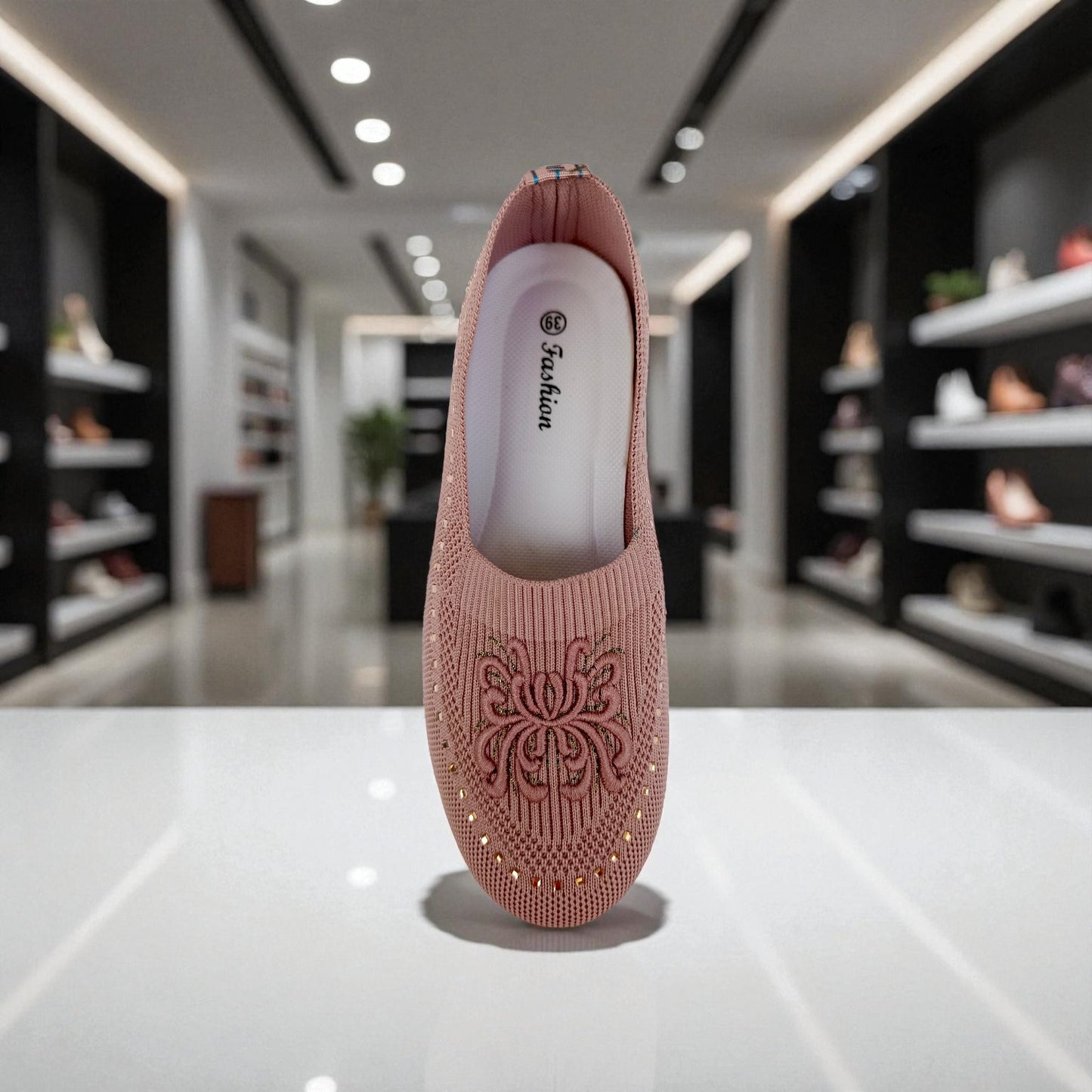 407 - Pink Lace Knit Loafer — Soft Elegance Edition