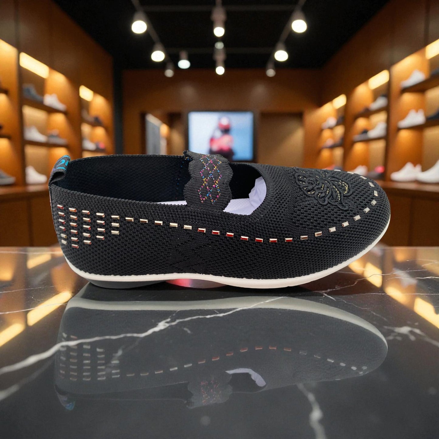 409 - Black Lace Knit Loafer — Soft Elegance Edition