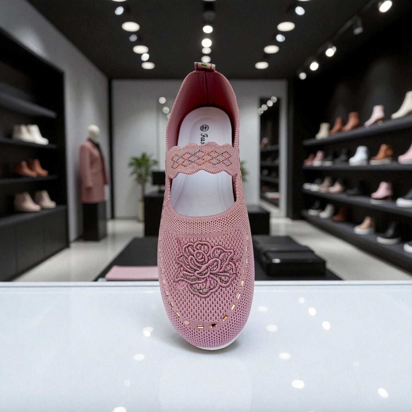 409 - Pink Lace Knit Loafer — Soft Elegance Edition