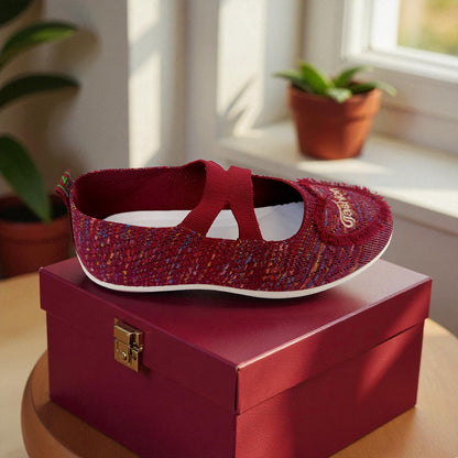 412 - Maroon Heart Lace Comfort Loafer