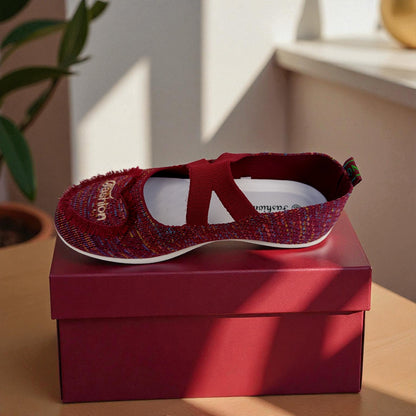 412 - Maroon Heart Lace Comfort Loafer