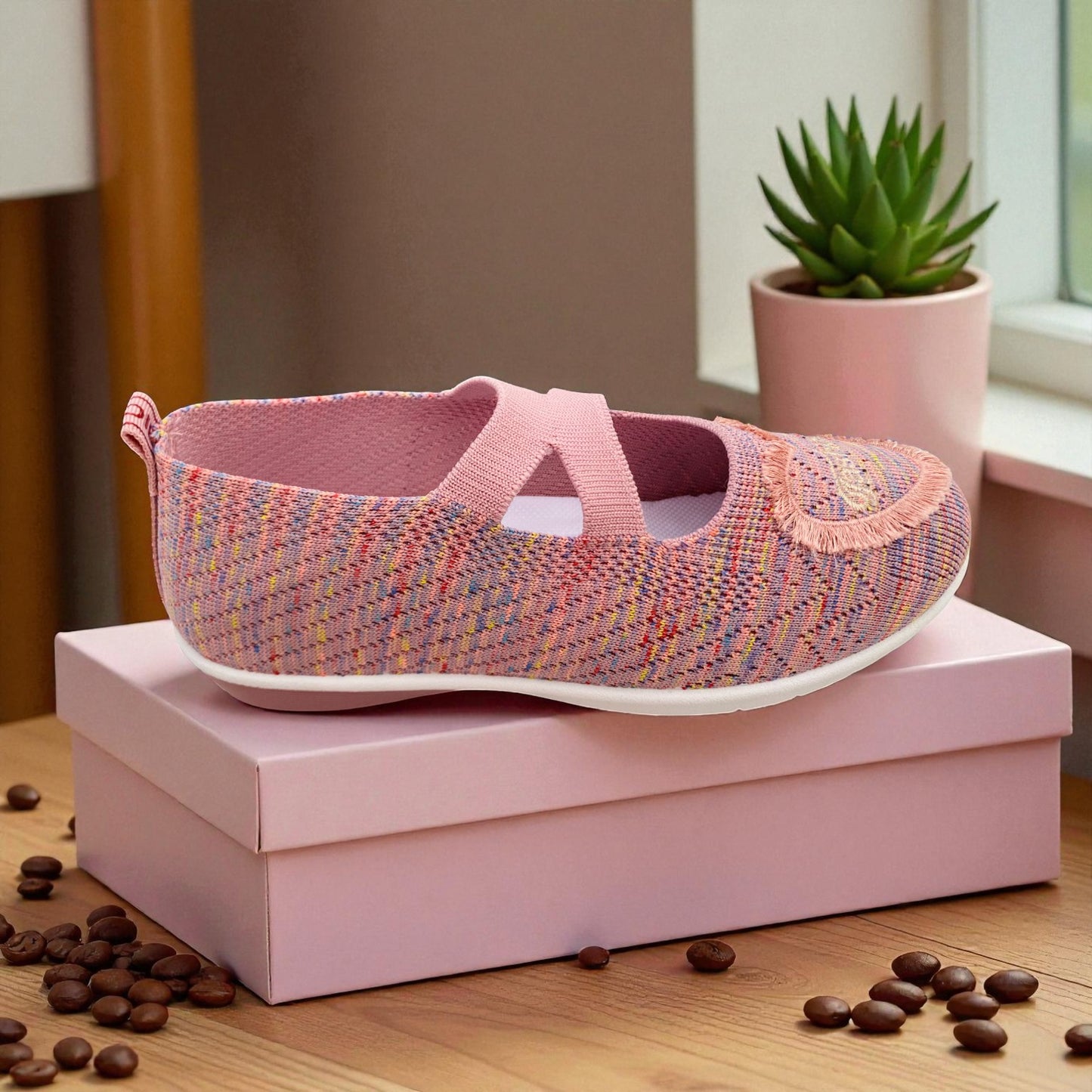 412 - Pink Heart Lace Comfort Loafer