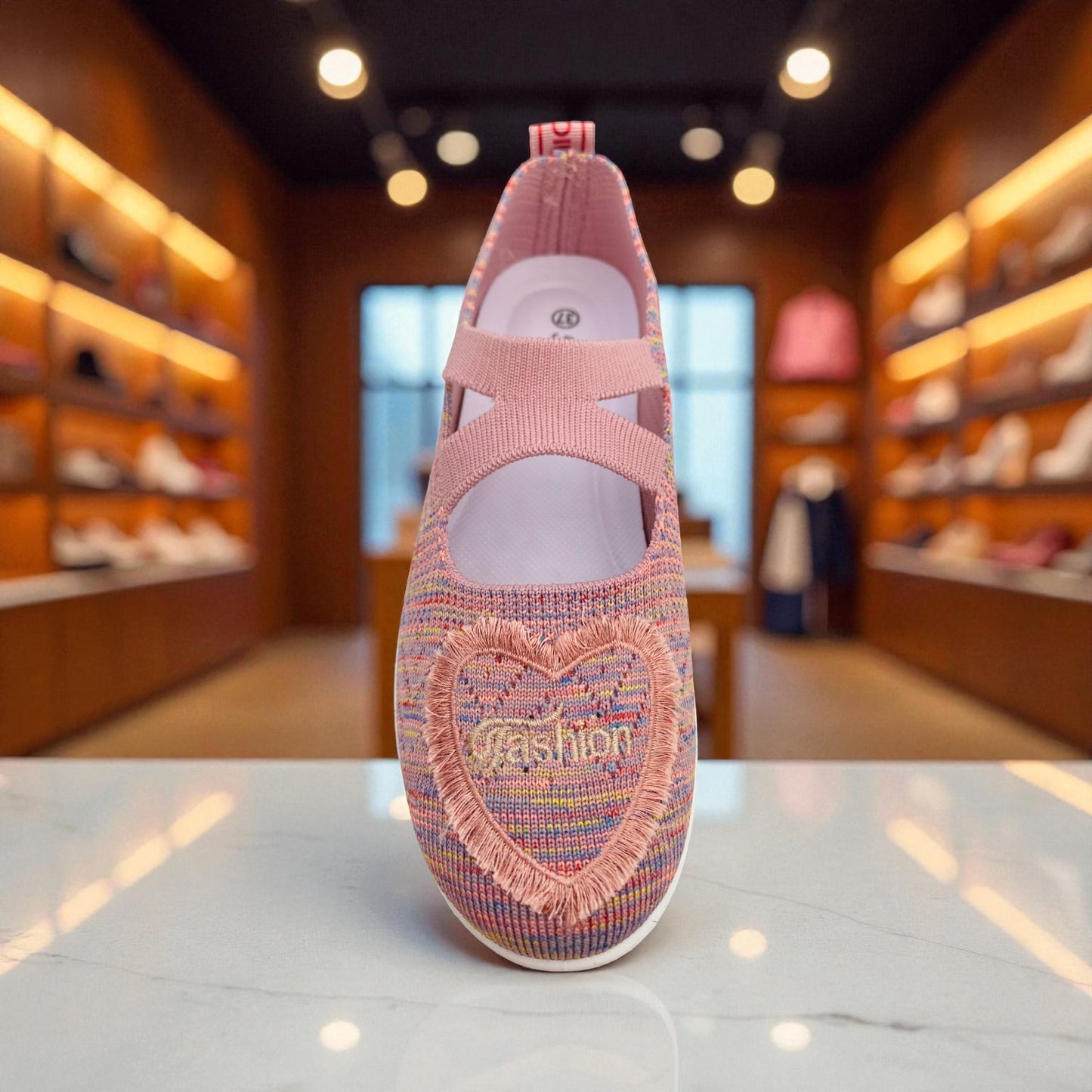 412 - Pink Heart Lace Comfort Loafer