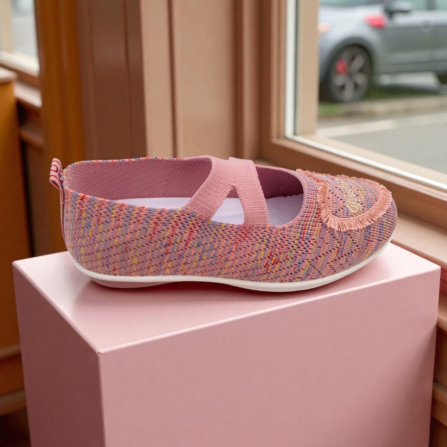 412 - Pink Heart Lace Comfort Loafer