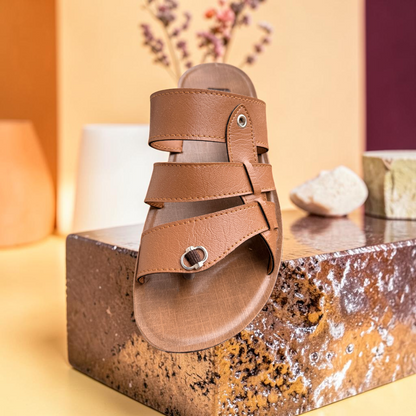 Men’s Premium Brown Multi-Strap  Sandal – Comfortable Durable Casual Slipper - 8643002