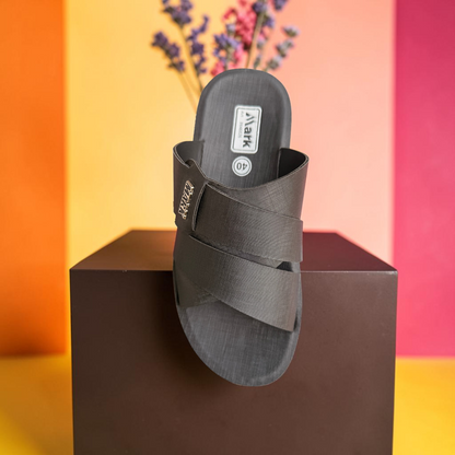 Men’s Premium Black Cross Strap Sandal – Stylish Comfortable Casual Slipper - 8646026