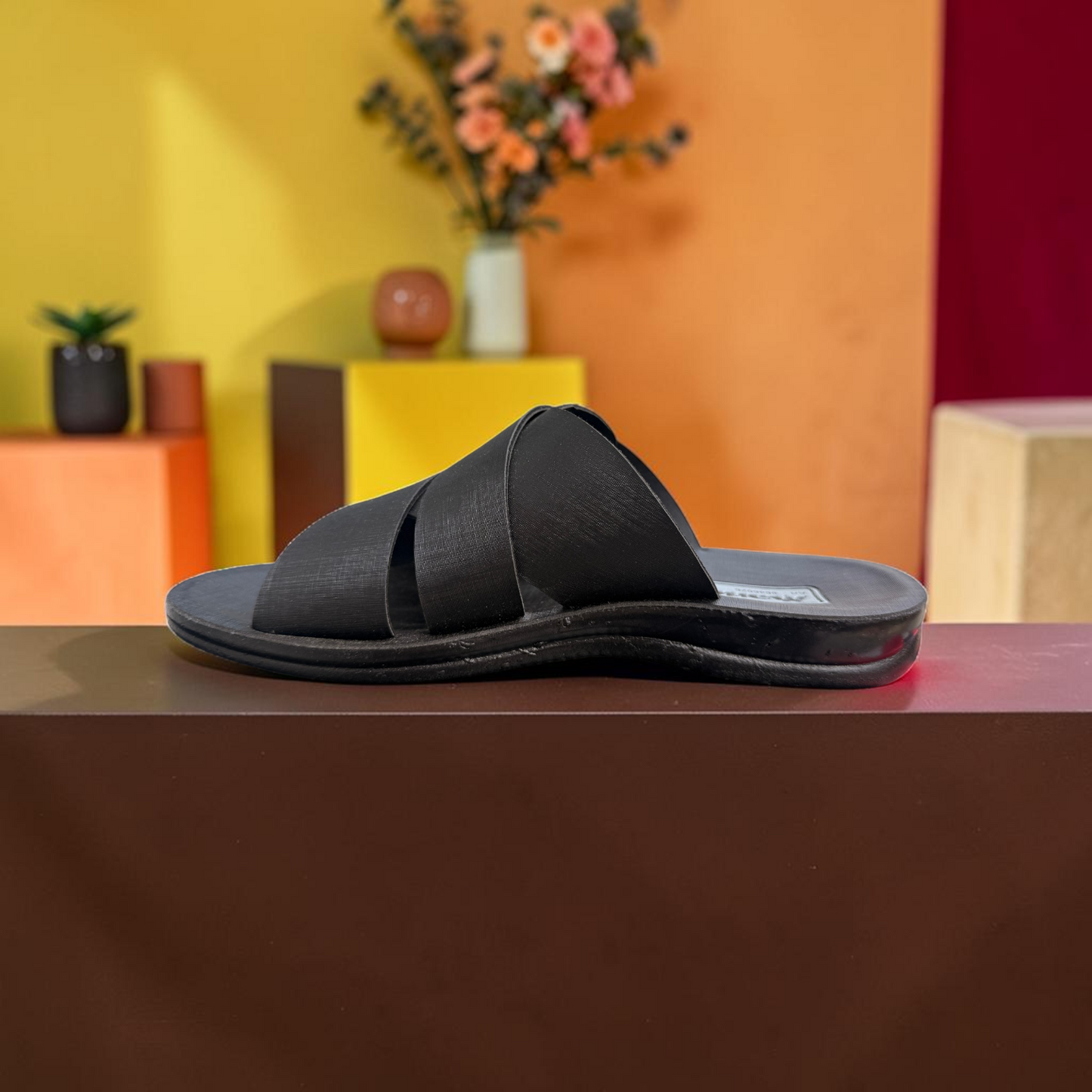 Men’s Premium Black Cross Strap Sandal – Stylish Comfortable Casual Slipper - 8646026