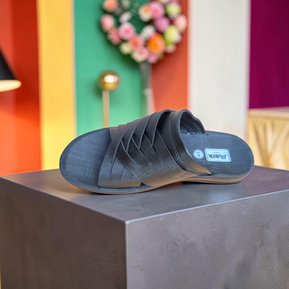 Men’s Premium Black Cross Strap Sandal – Stylish Comfortable Casual Slipper - 8646027