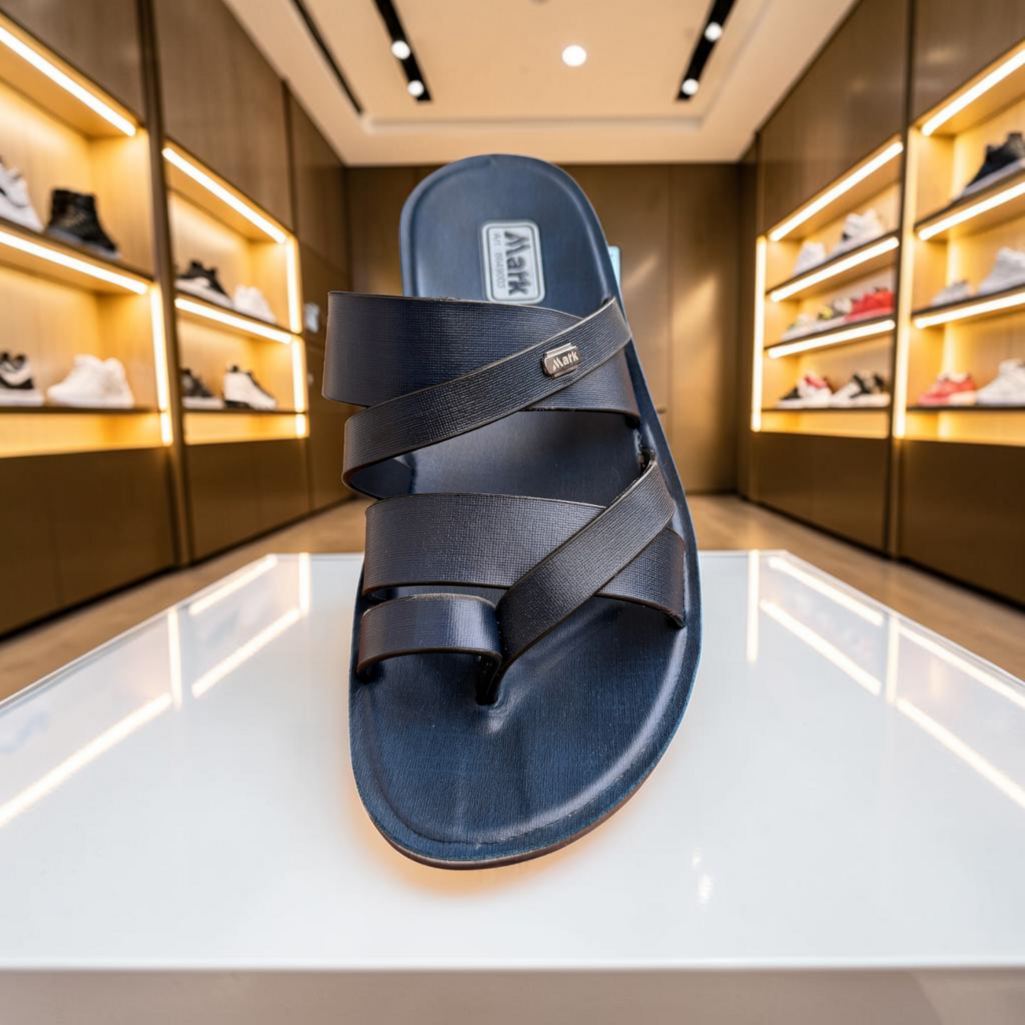 Men’s Premium Navy Sandal with Cross Strap – Stylish Comfortable Casual Slipper- 8649003