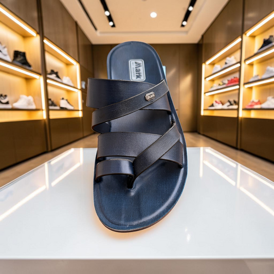 Men’s Premium Navy Sandal with Cross Strap – Stylish Comfortable Casual Slipper- 8649003