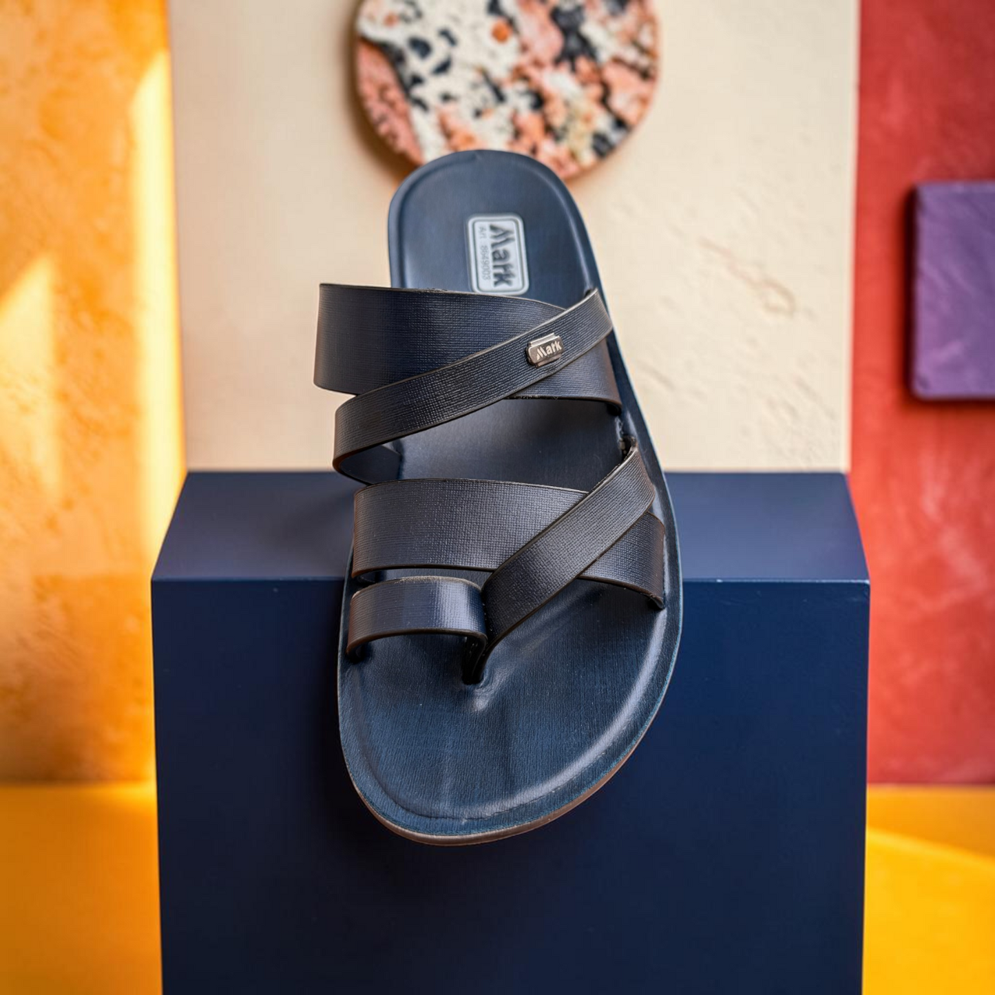 Men’s Premium Navy Sandal with Cross Strap – Stylish Comfortable Casual Slipper- 8649003