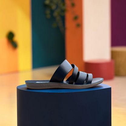 Men’s Premium Navy Sandal with Cross Strap – Stylish Comfortable Casual Slipper- 8649003