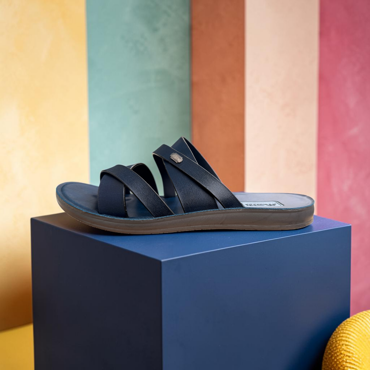 Men’s Premium Navy Sandal with Cross Strap – Stylish Comfortable Casual Slipper- 8649003
