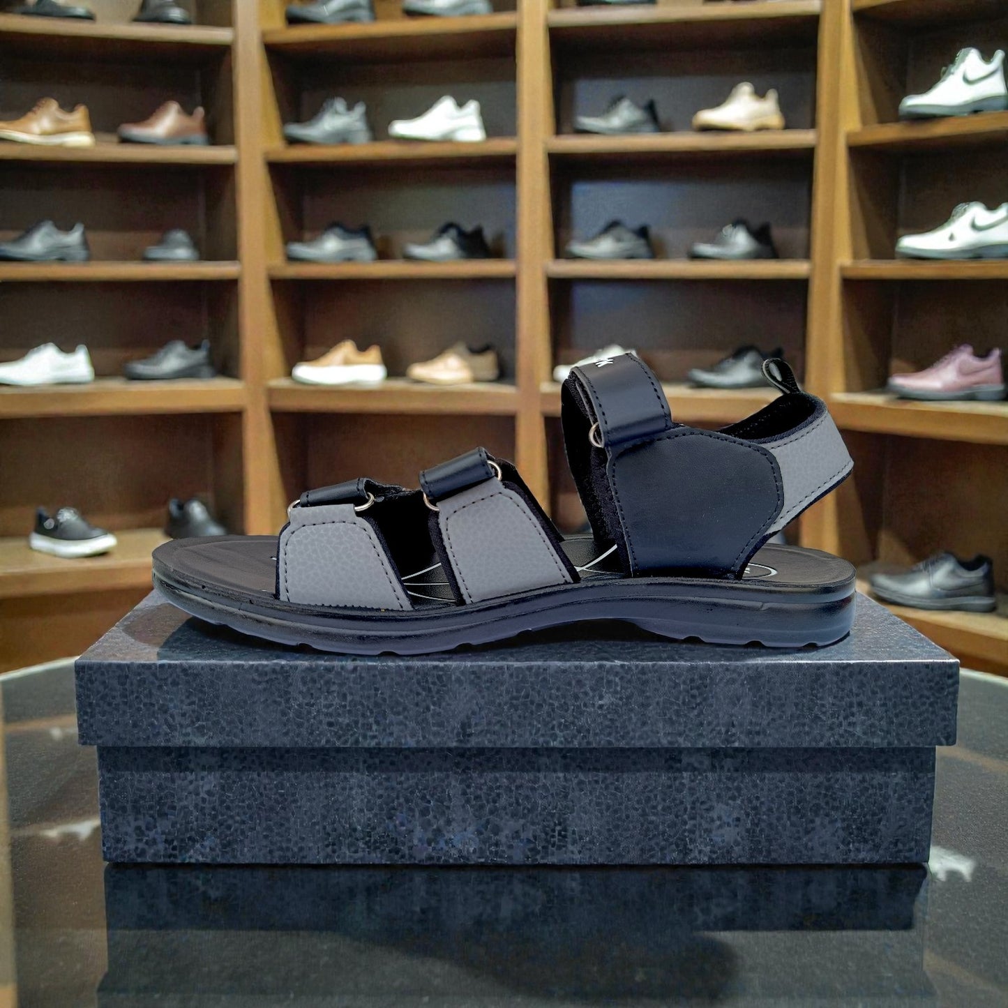 Men’s Premium Black Sport Sandal – Comfortable Adjustable Outdoor Slipper 8966101