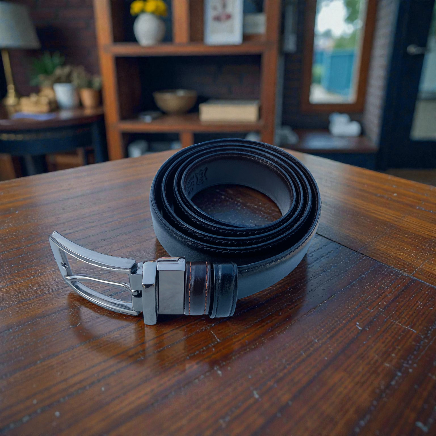 2-in-1 Reversible Leather Belt – Black & Brown