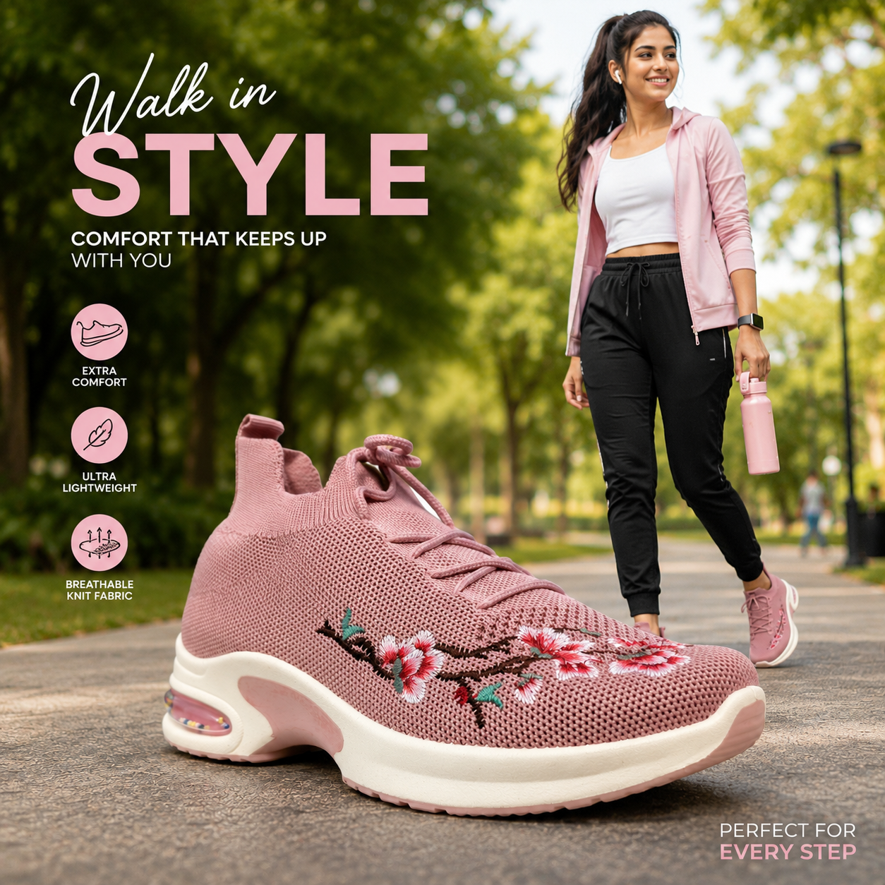 Pink  Women's Sneakers – Running Casual Walking Shoe 5011