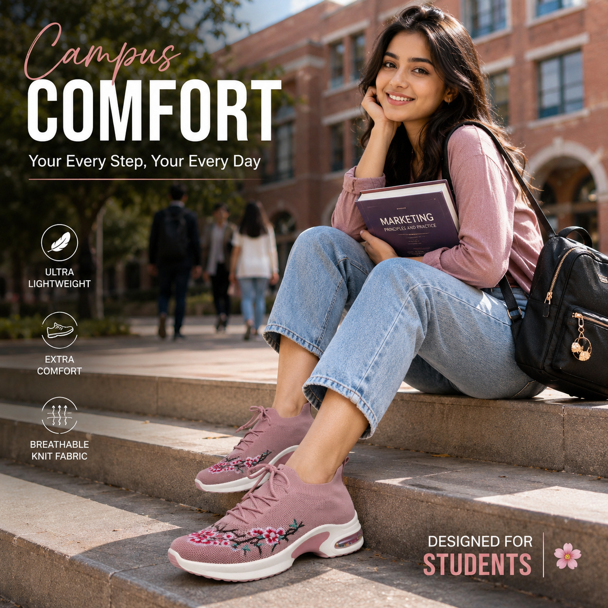 Pink  Women's Sneakers – Running Casual Walking Shoe 5011