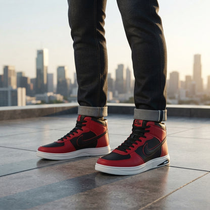 High Neck Sneakers For Men Red-5210