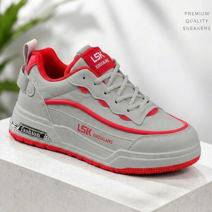 গ্রে & রেড | Men’s Premium Casual Sneakers – 322 RED & Gray