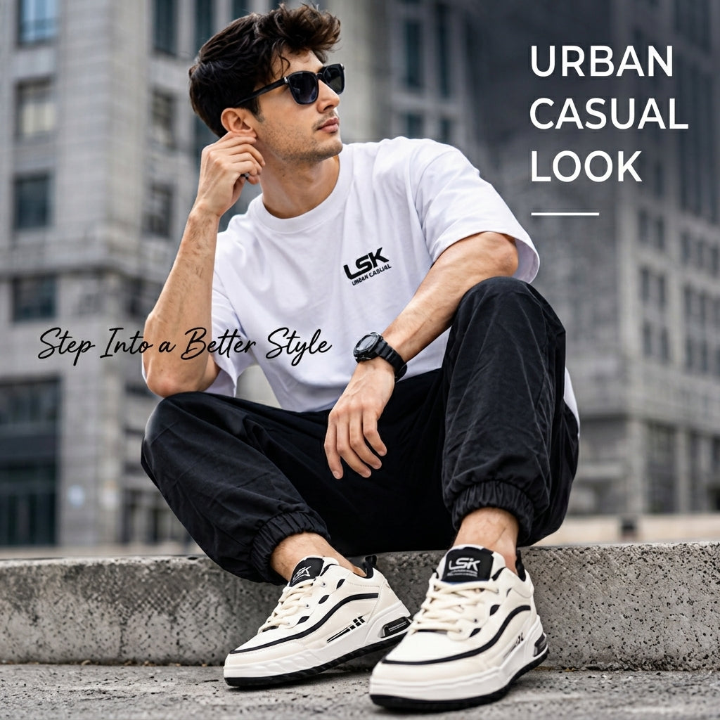 ব্ল্যাক & হোয়াইট | Men’s Premium Casual Sneakers – 322 Black & White