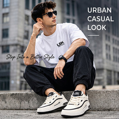 ব্ল্যাক & হোয়াইট | Men’s Premium Casual Sneakers – 322 Black & White