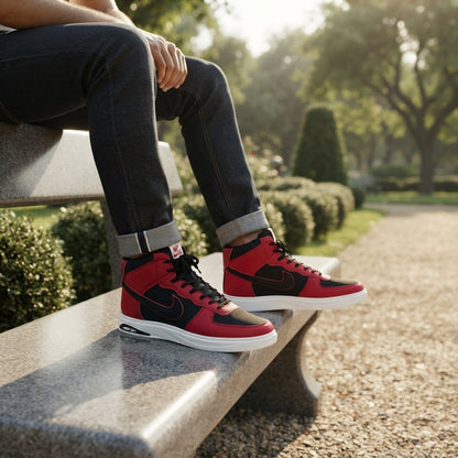High Neck Sneakers For Men Red-5210