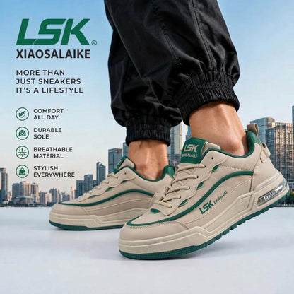 গ্রিন & ক্রিম | Men’s Premium Casual Sneakers – 322 Green & Cream