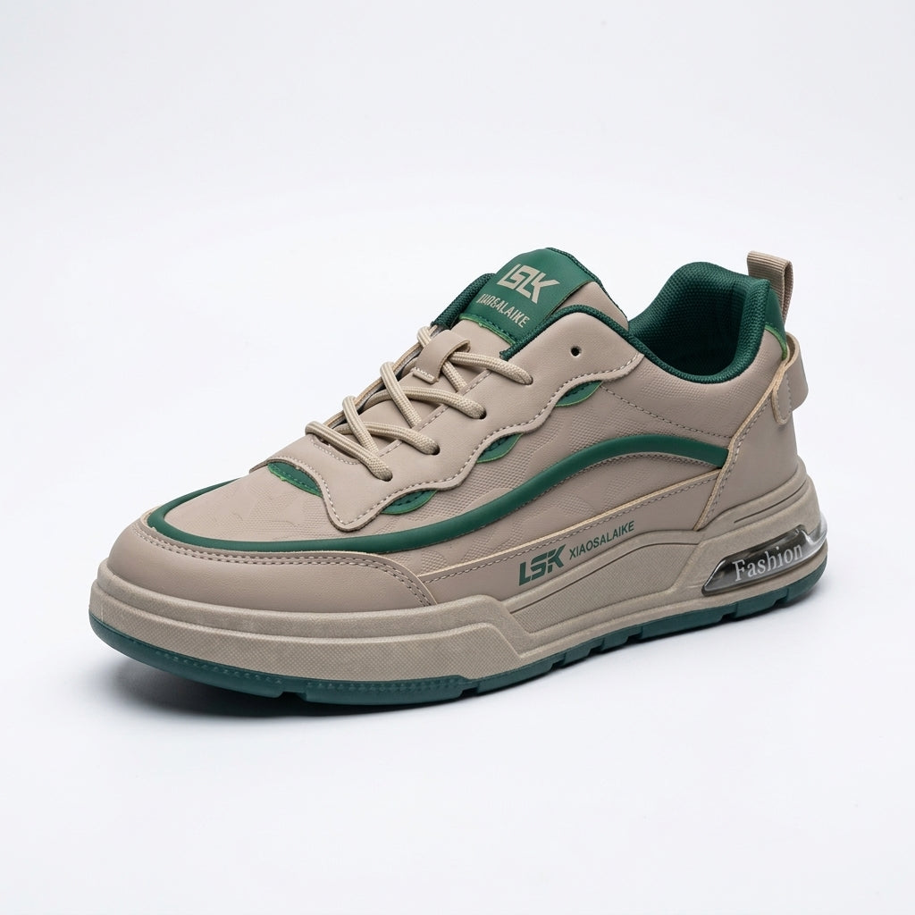 গ্রিন & ক্রিম | Men’s Premium Casual Sneakers – 322 Green & Cream