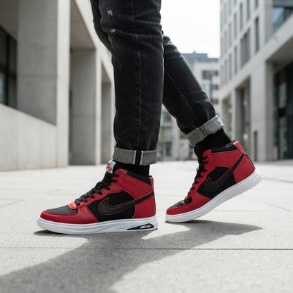 High Neck Sneakers For Men Red-5210