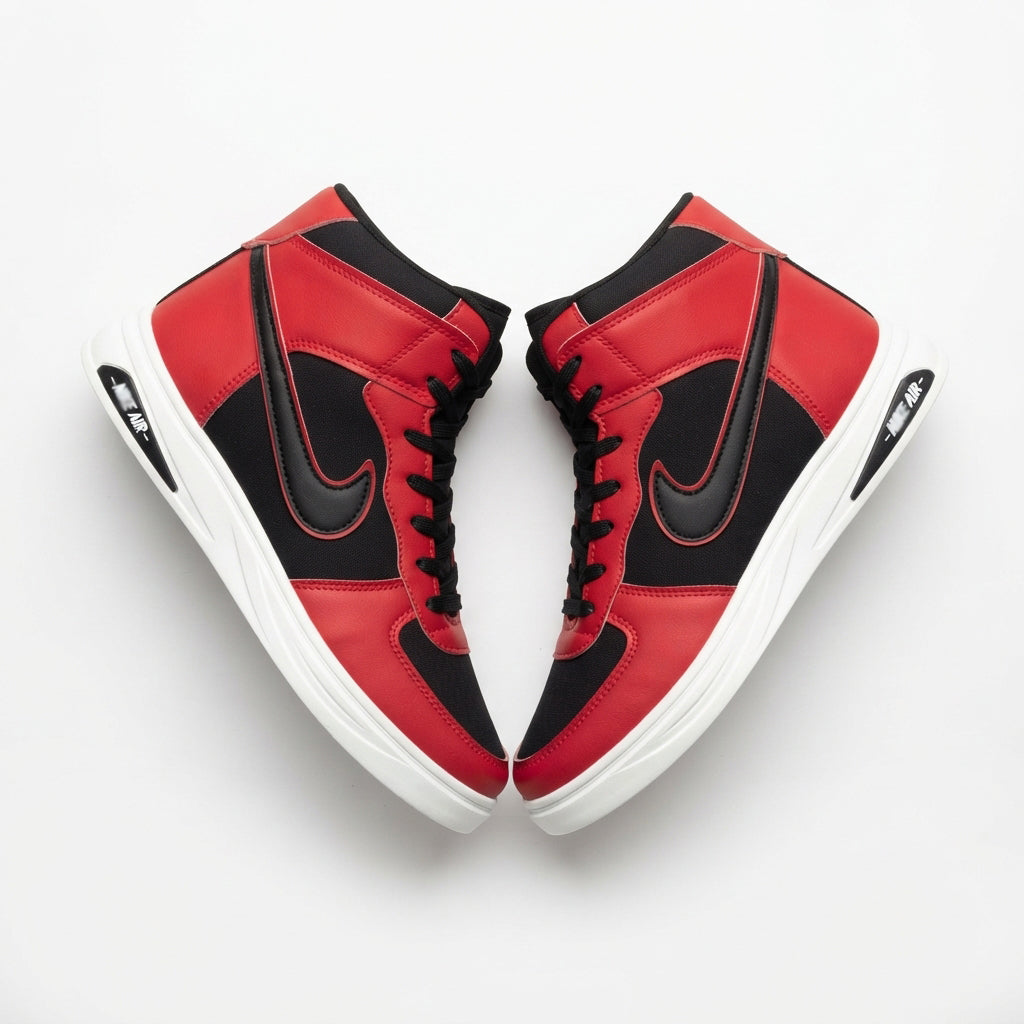High Neck Sneakers For Men Red-5210
