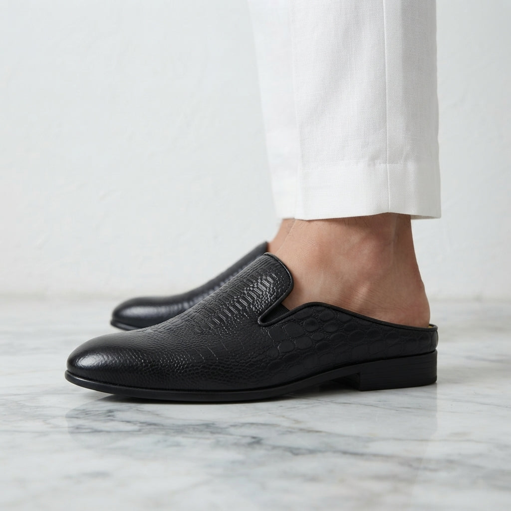 তুর্কি INSPIRED BLACK অক্সফোর্ড Luxury Men’s Half Shoe