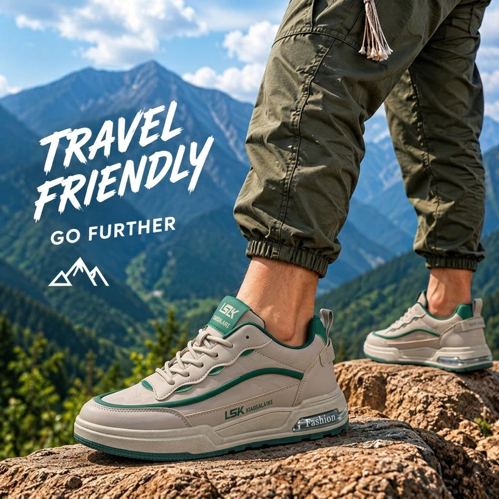গ্রিন & ক্রিম | Men’s Premium Casual Sneakers – 322 Green & Cream